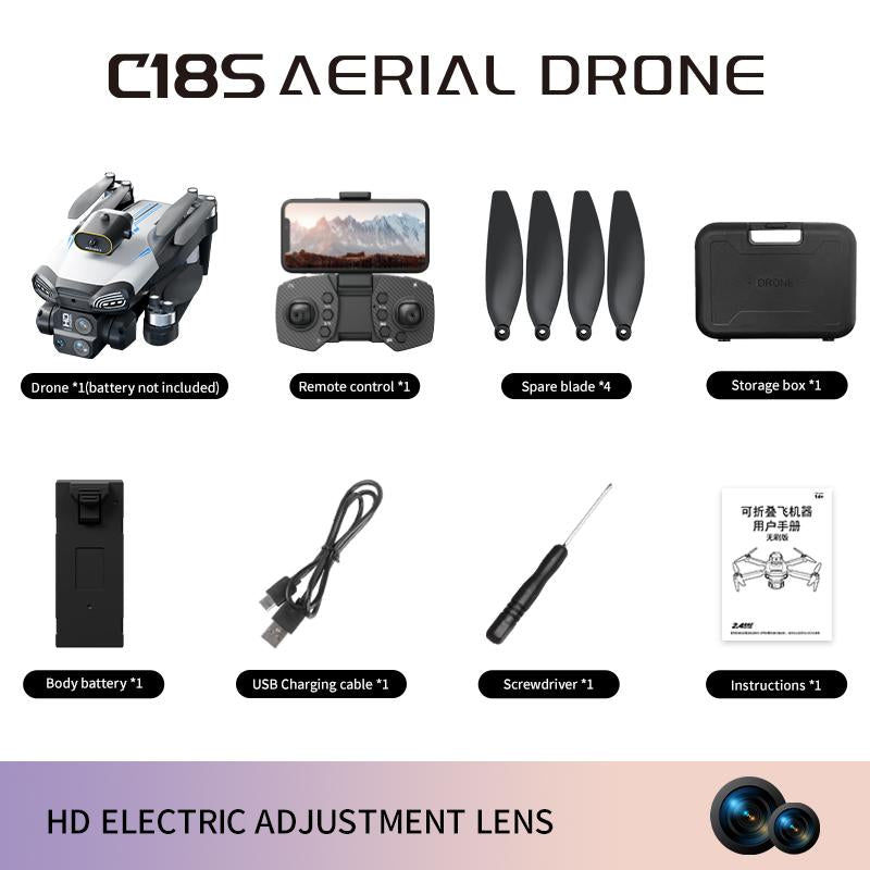 Aerial Drone 2025 C13S Pro with 4K UHD EIS Camera GPS 5G Wifi FPV Brushless Motors Optical Flow Smart Obstacle Avoidance Auto Return 360° Stunt Roll Dual Batteries
