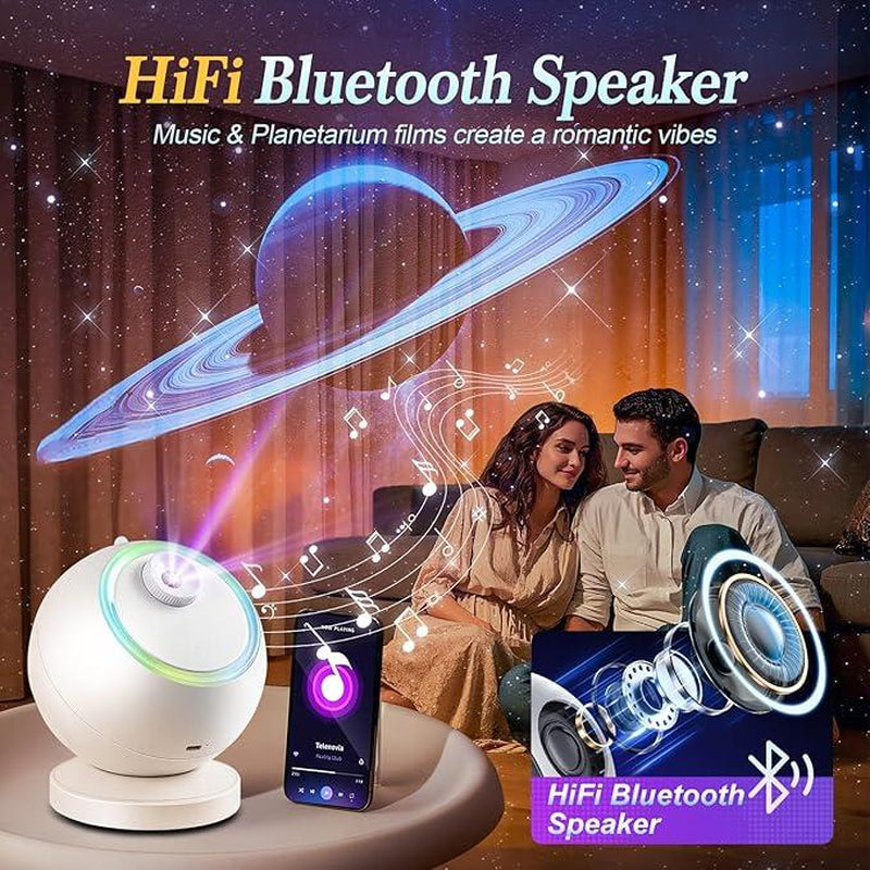 Planetarium Projector, HD Film Galaxy Projector for Bedroom, Rechargeable Star Projector Galaxy Light with 15Music&Bluetooth, Spaceprojector with Timer,Moon Light Lamp for Bedroom Decor