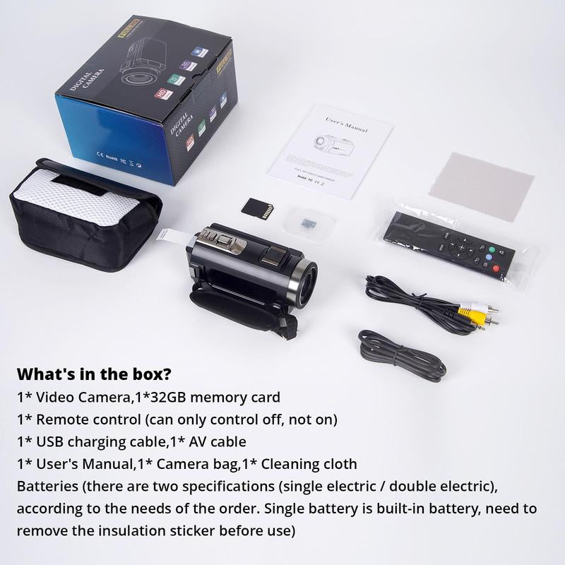 Dvc Camera, Full HD 1080P Video Recorder, 3-Inch Tft LCD Screen, 270° Rotating IPS Display, Includes Remote & 32GB Memory Card #TOP PICKS