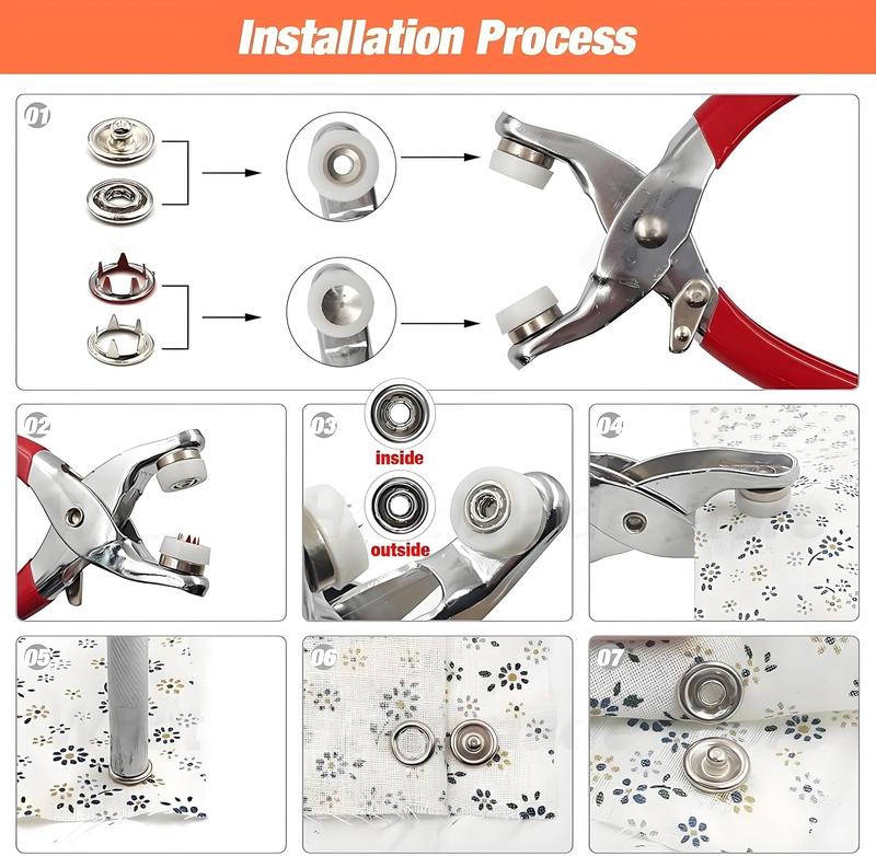 Including 100Pcs Invisible Colored Metal Buckle & 1 Count Manual Pressure Pliers,Household Sewing Accessories for DIY Handicraft Clothing & Hat,Buttons & Pliers Tool Kit,Seamless Stitching Sewing Kit Tools,Sewing Supplies Crafts.