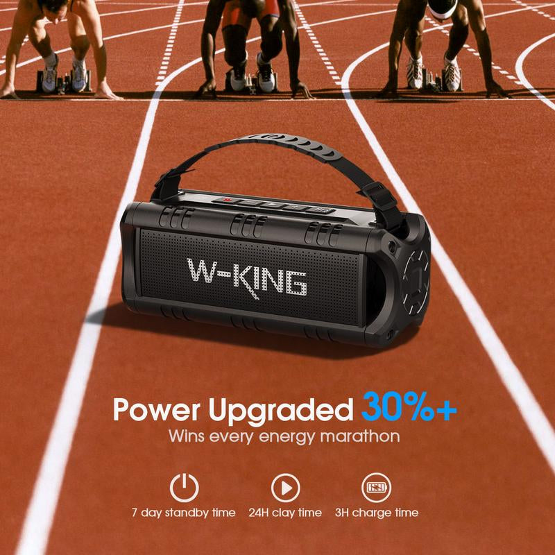 W-KING 60W Peak D8 Mini Portable Bluetooth Speaker, IPX6 Waterproof, 30W Wireless, 24-Hour Playtime, Powerful Bass, NFC, TF Card, USB Playback, Built-In Mic, AUX-IN, for Home, Outdoor