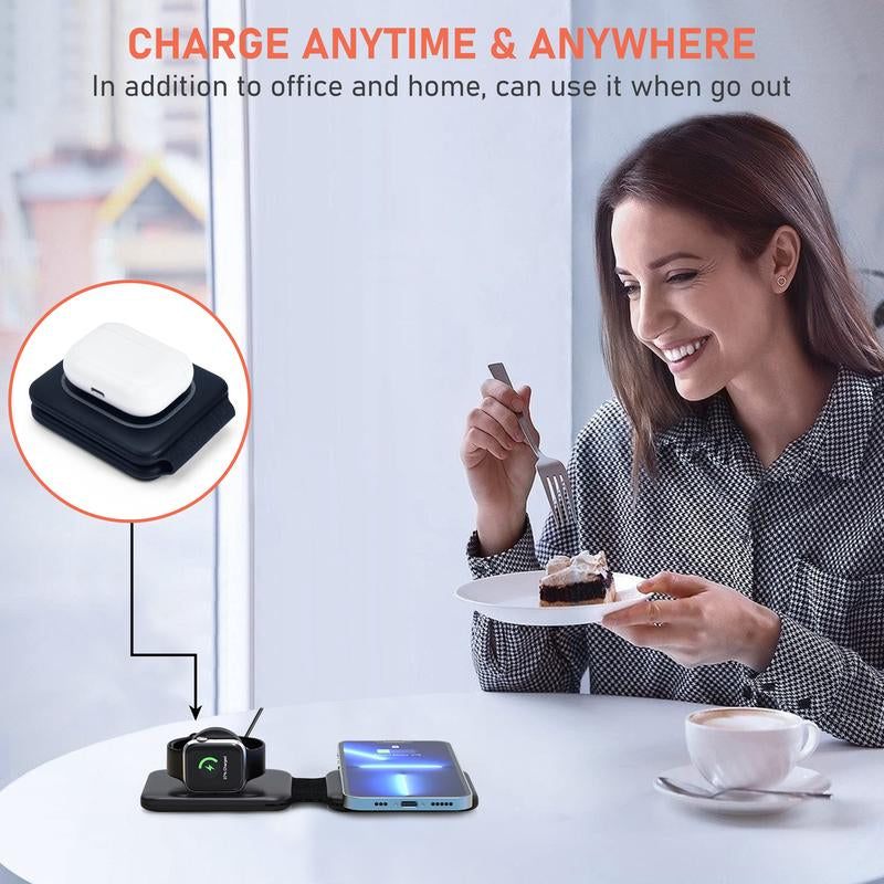 GEEKYFUNTECH Foldable Fast Wireless Charging Station (Black) – Travel-Size Compact Charger Wireless Charger Wireless Charging
