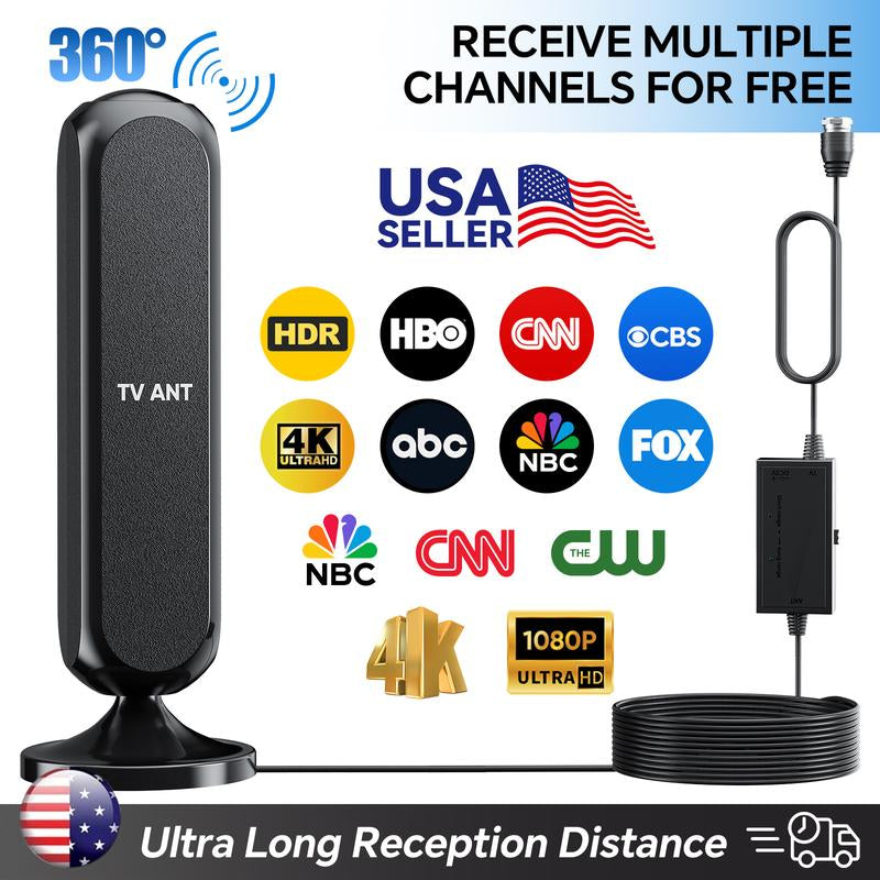 TV Antenna – High-Gain Indoor 4K HDTV Digital Antenna for Smart Tvs with Enhanced Signal Reception, Long Range Coverage, Easy Installation for Apartments, Living Rooms, Bedrooms, Cable-Free TV, Digital Channels, Outdoorfun RV TV Antenna