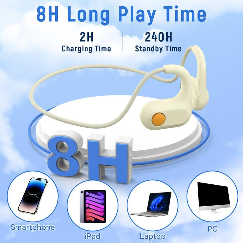 Ancwear Active Kids Bluetooth 5.3 Open-Ear Headset : Safe for Everyday Use, Electronic Earphones with Audio, Durable Design, Stereo Earbuds with Charging Case Portable Streaming Open Headphones Mini Bluetooth