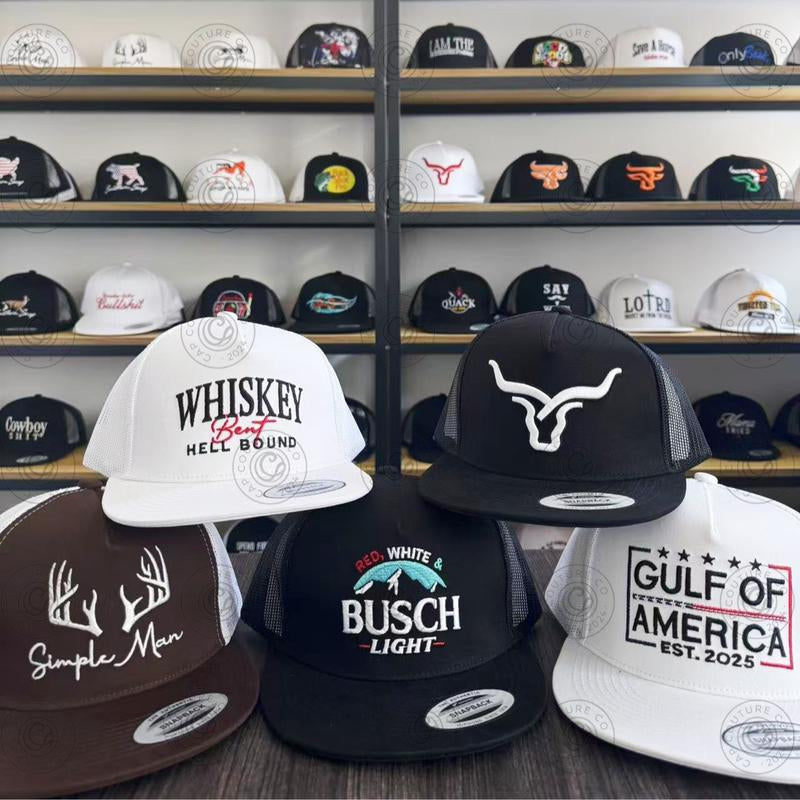 Mystery Hat Box - Five Randomly Picked Flat Brim Trucker Hats - Mystery Birthday Gift, Friend Gift, Mystery Box Challenge